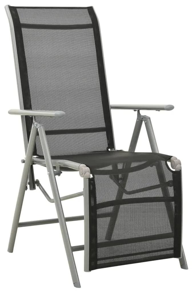 Καρέκλες Κήπου Πτυσσόμενες 2 τεμ. Ασημί Textilene / Αλουμίνιο - Μαύρο