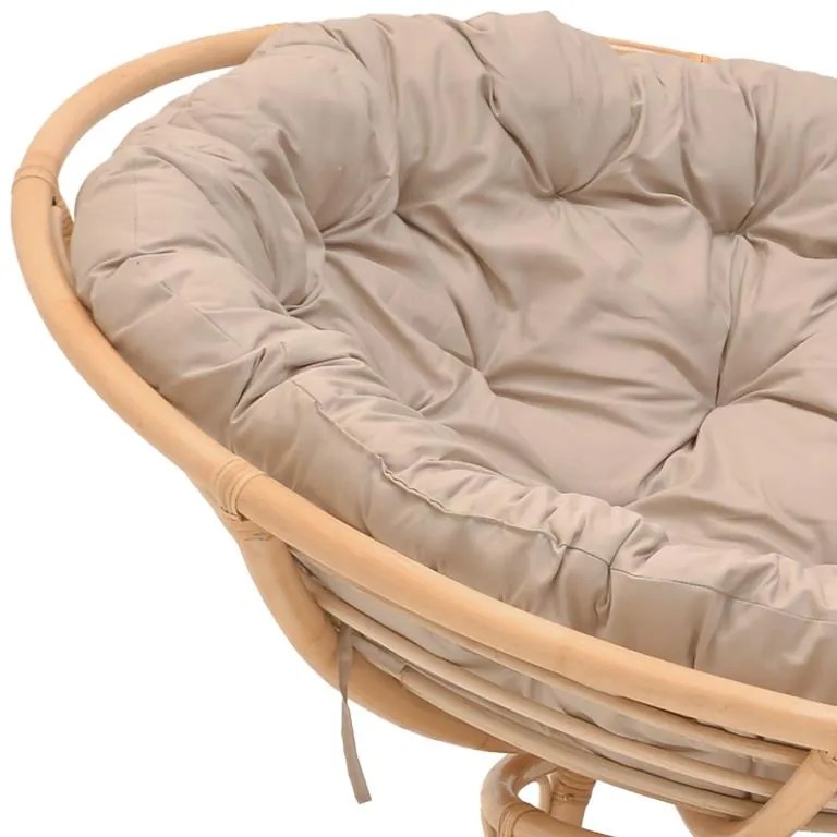 Καρέκλα - Πολυθρόνα Servey rattan pe σε φυσική απόχρωση-μπεζ μαξιλάρι Φ115x58 εκ. 115x115x58 εκ.