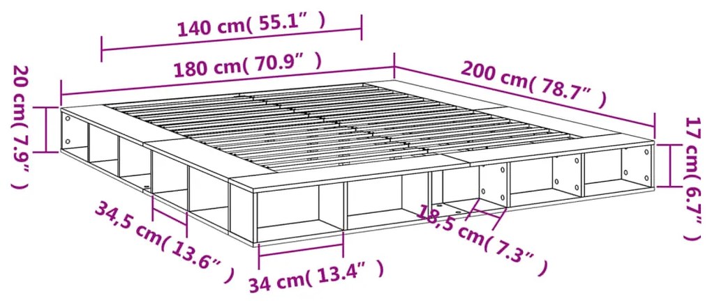 ΠΛΑΙΣΙΟ ΚΡΕΒΑΤΙΟΥ ΓΚΡΙ ΣΚΥΡΟΔΕΜΑΤΟΣ 180X200 ΕΚ. ΕΠΕΞΕΡΓ. ΞΥΛΟ 3280457