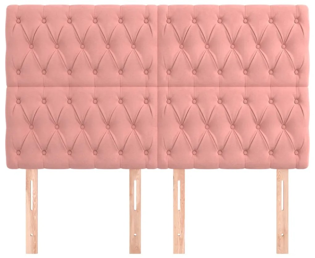 vidaXL Κεφαλάρι Ροζ Βελούδινο 160x7x118/128 εκ.