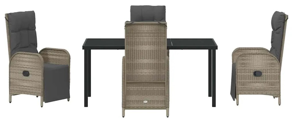 vidaXL Σέτ φαγητού για κήπο με μαξιλάρι 5 pcs Γκρι συνθετικό ρατάν