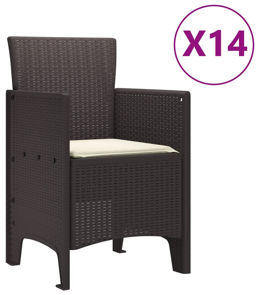 vidaXL Σετ Τραπεζαρίας Κήπου 15 pcs Καφέ Μεγάλο