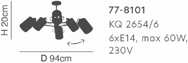 Φωτιστικό Οροφής KQ 2654/6 SHIRO CHROME AND WHITE PENDANT Δ4
