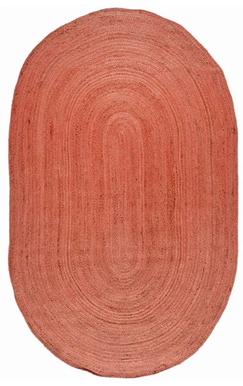 Οβάλ Χαλί Καλοκαιρινό (110x170) Polcarpet Jute Plain Coral