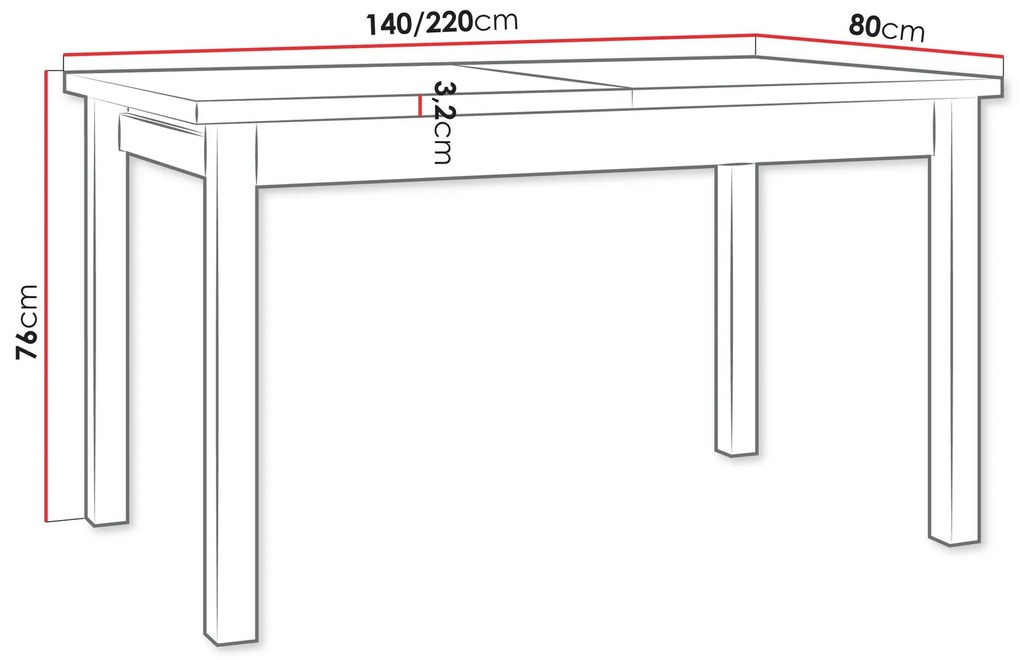 Τραπέζι Victorville 359, Μαύρο, Grandson δρυς, 76x80x140cm, 40 kg, Επιμήκυνση, Πλαστικοποιημένη μοριοσανίδα, Ξύλο | Epipla1.gr