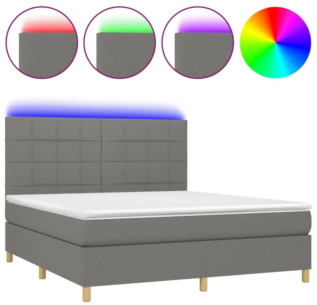 ΚΡΕΒΑΤΙ BOXSPRING ΜΕ ΣΤΡΩΜΑ &amp; LED ΣΚ.ΓΚΡΙ 160X200 ΕΚ ΥΦΑΣΜΑΤΙΝΟ 3135446