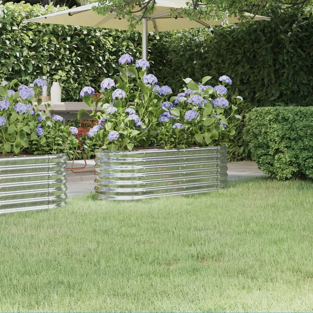 vidaXL Ζαρντινιέρα Υπερυψωμένη Ασημί 114x40x36 εκ. Γαλβανισμένος χάλυβας