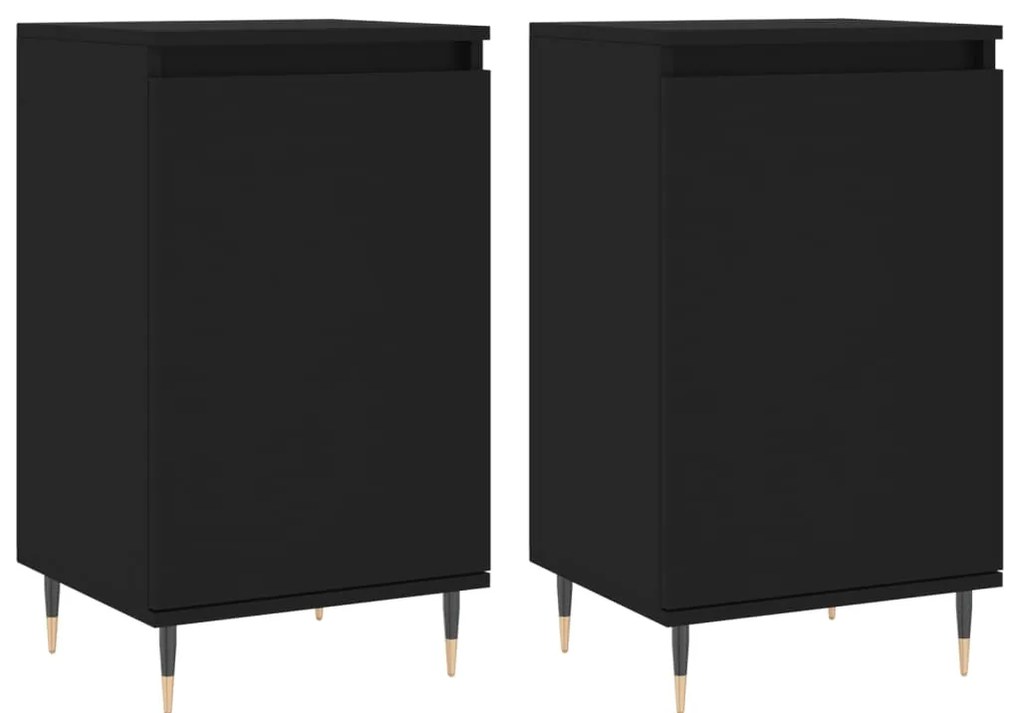 vidaXL Ντουλάπια 2 τεμ. Μαύρα 40 x 35 x 70 εκ. από Επεξεργασμένο Ξύλο