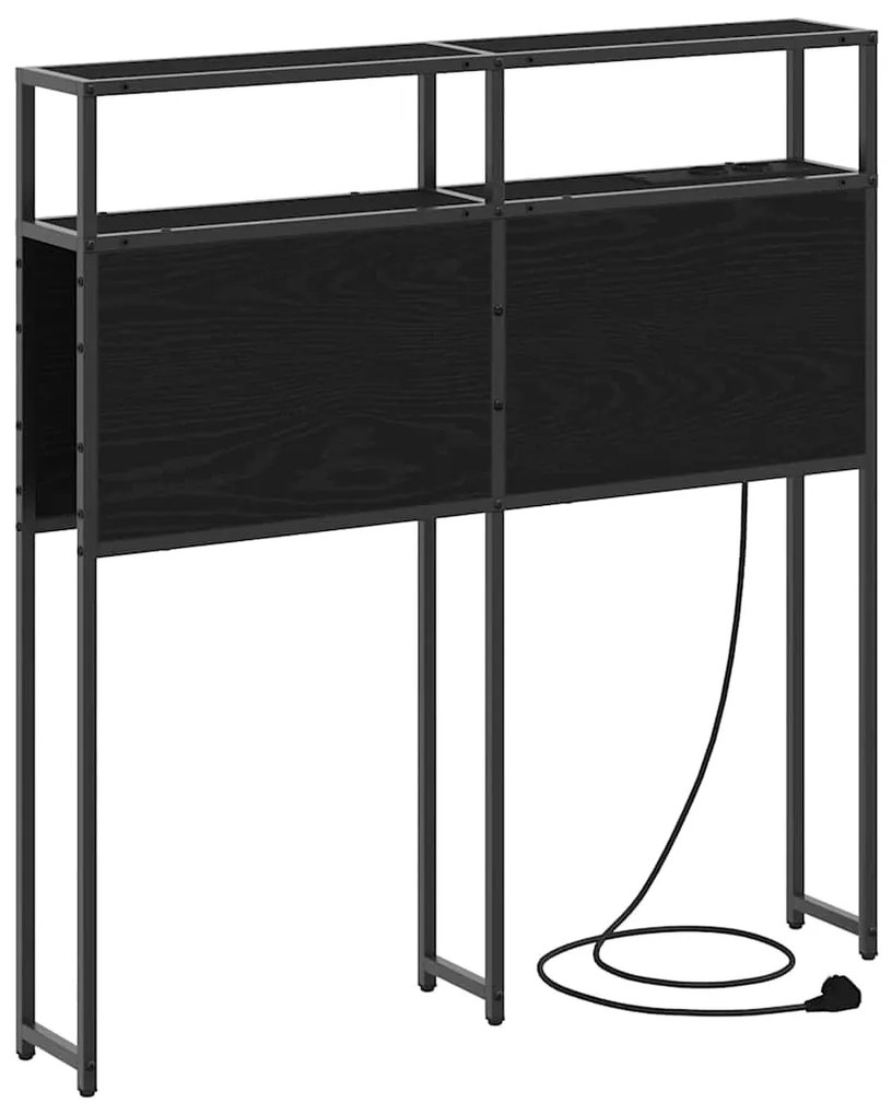 vidaXL Κεφαλάρι Αποθήκης με ράφι Μαύρη δρυς 90 cm Επεξεργασμένο ξύλο