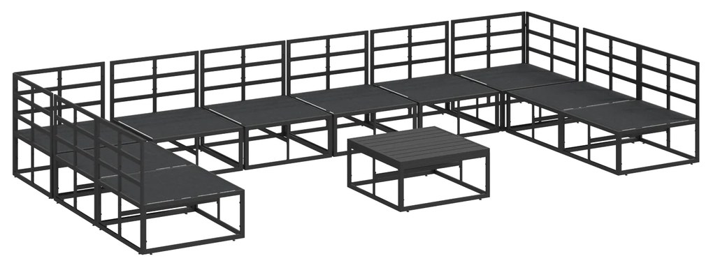 vidaXL Σετ Καναπέ Κήπου 11 pcs Μαύρο 70 x 70 x 32 εκ Αλουμίνιο