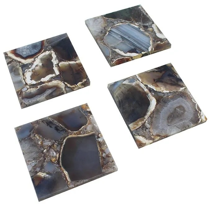 Artekko Artekko Agate Σουβέρ από Μαύρο Αχάτη (10x10x1.1)cm 4pcs 44887-BLAC