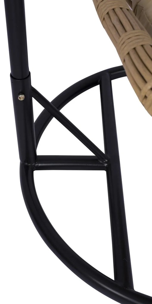 Κούνια κήπου - Φωλιά LUCIA με Wicker Μπέζ και Μαξιλάρια Μπέζ και Μαύρο μέταλλο Φ95x195Υ εκ. 95x95x195 εκ.