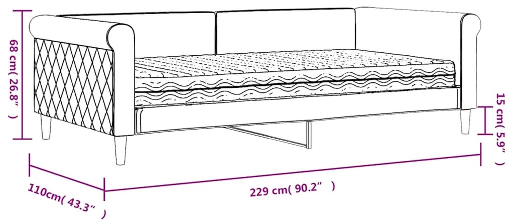 Καναπέ Κρεβάτι με Στρώμα Σκούρο Γκρι 100x200εκ. Βελούδινος - Γκρι