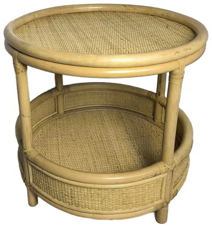 Βοηθητικό τραπέζι Moody pakoworld pe rattan σε φυσική απόχρωση Φ55x51εκ