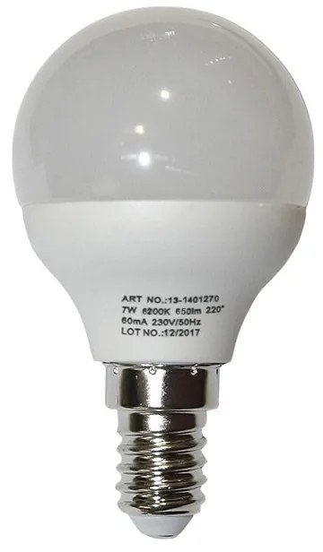 Adeleq Led Λάμπα Σφαιρικό Ε14 7W 230V Ψυχρό 6200Κ 13-141270