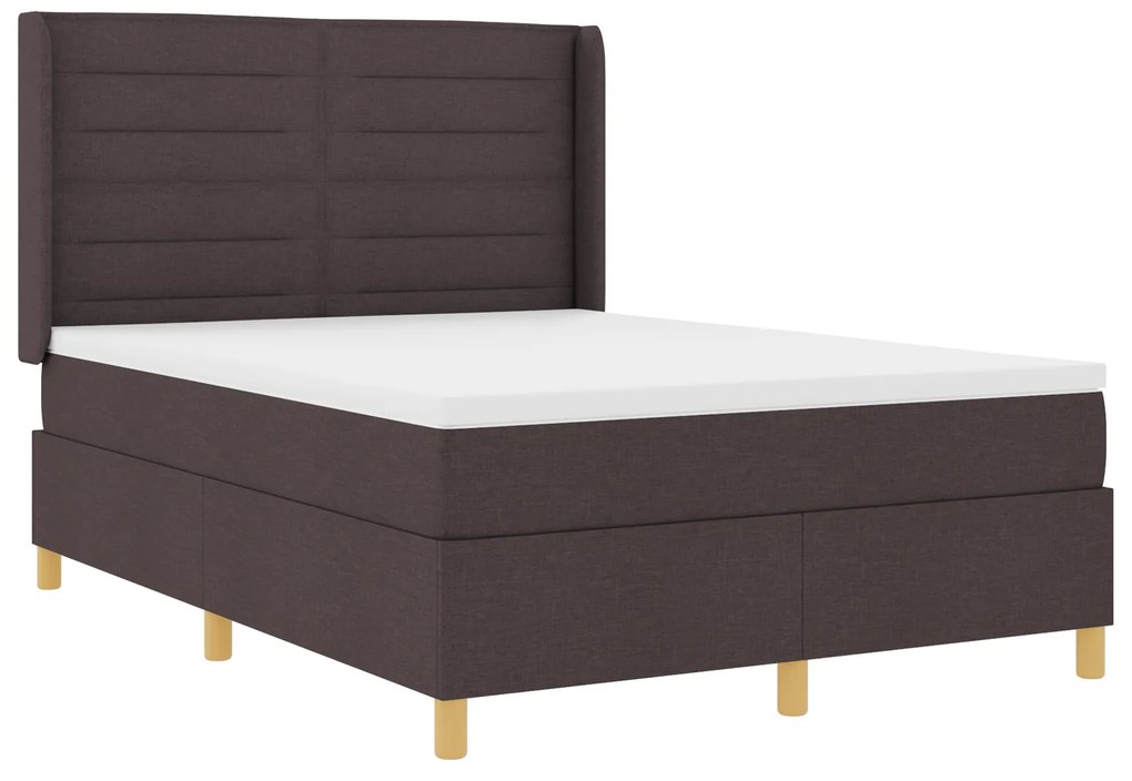 vidaXL κρεβάτι Box Spring με στρώμα Σκούρο καφέ 140x190 εκ. Υφασμάτινο
