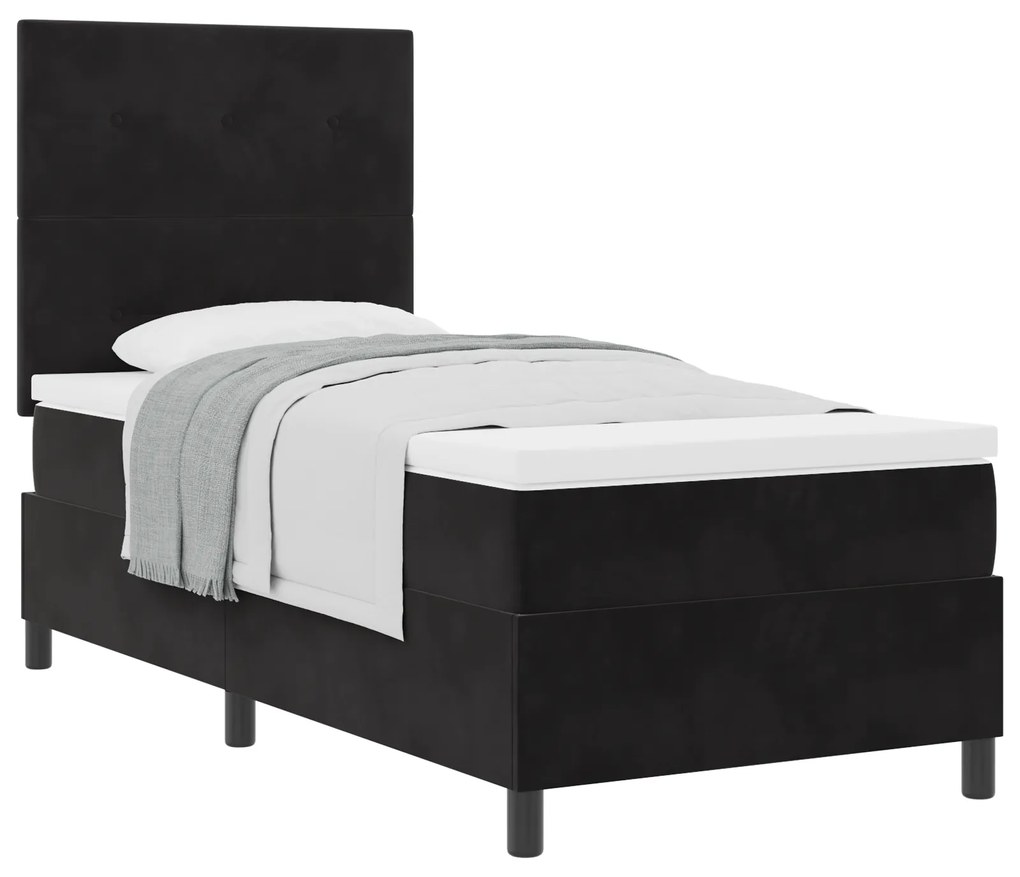 vidaXL Κρεβάτι με Στρώμα Μαύρο 90x200 εκ. Βελούδο