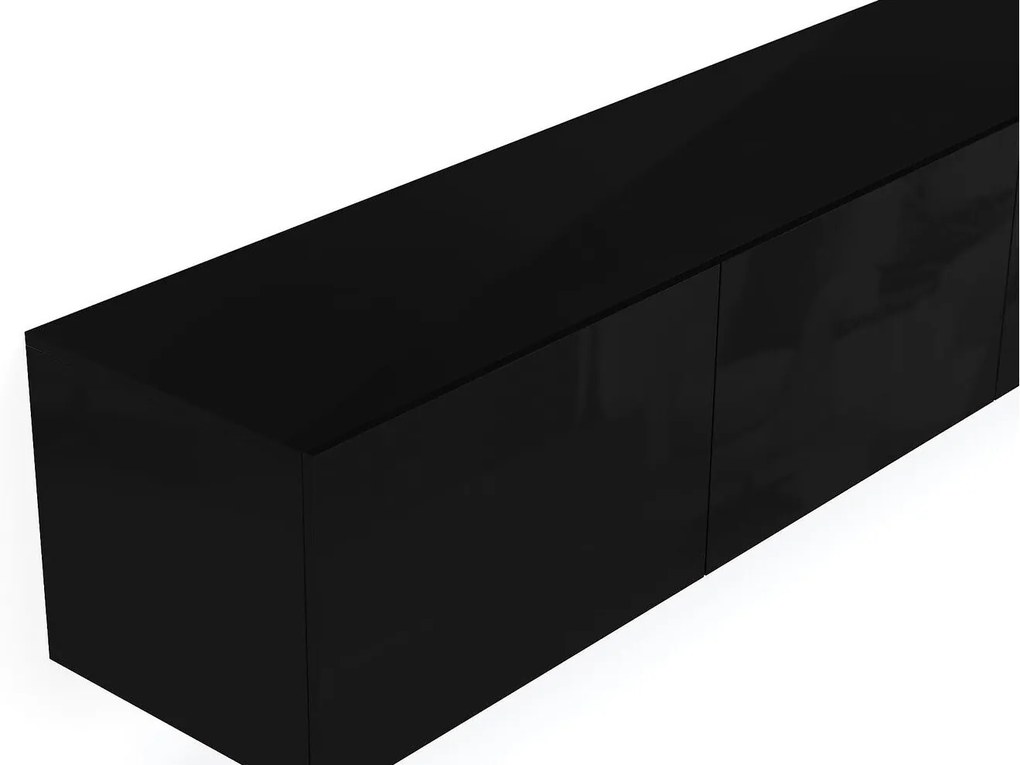 Σετ επίπλων Springfield 271, Μαύρο, Γυαλιστερό μαύρο, Με τραπέζι τηλεόρασης, Ξεχωριστά μέρη, 240x41cm | Epipla1.gr
