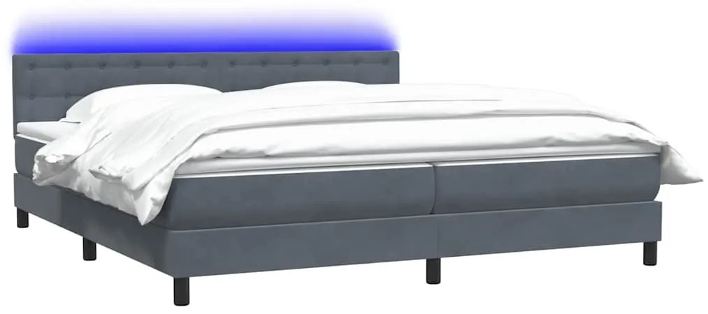 vidaXL Κρεβάτι Boxspring με Στρώμα Σκούρο Γκρι 180x210 εκ. Βελούδινο