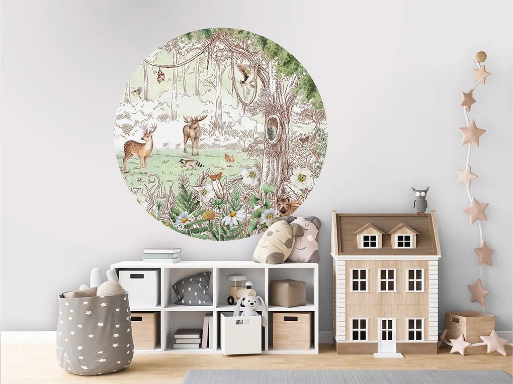 Forest Friends Spring Ταπετσαρια Τοιχου Πρασινο Στρογγυλη 80cm