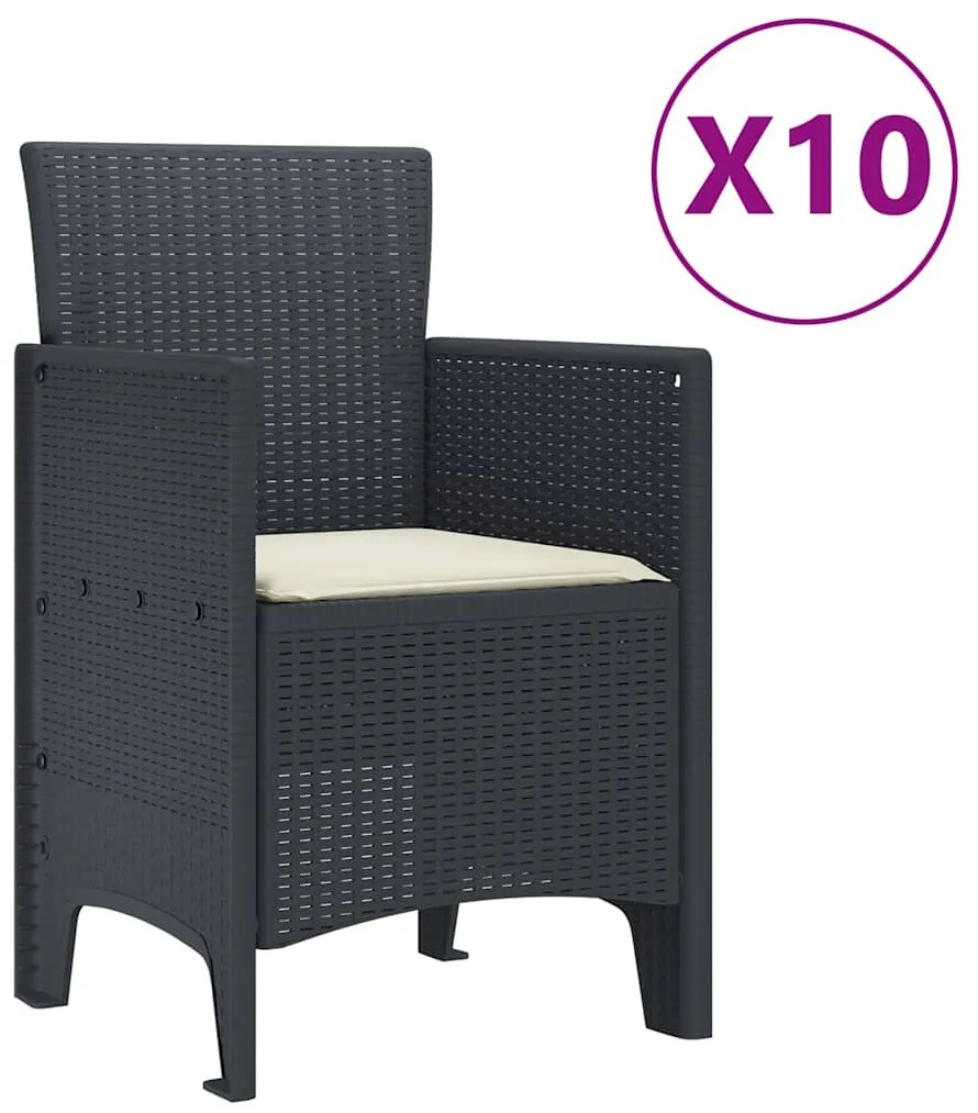 vidaXL Σέτ φαγητού για κήπο 11 pcs Ανθρακί Πολυπροπυλένιο