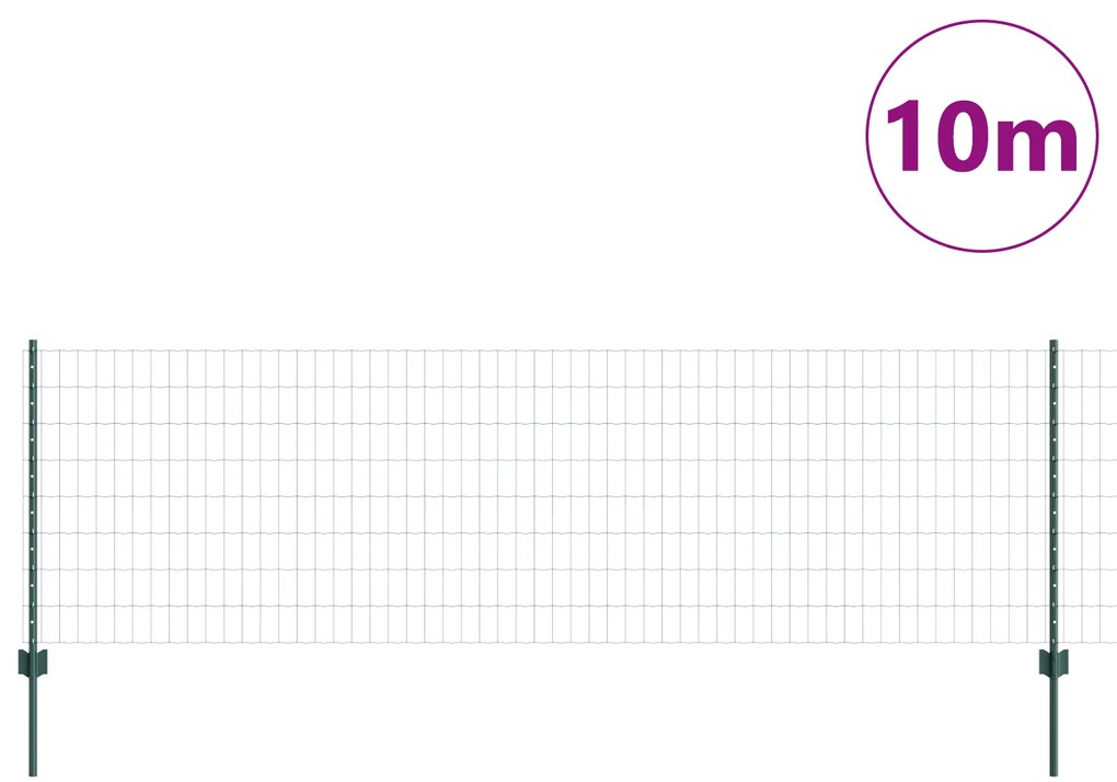 vidaXL Ευρωπαϊκό Φράχτη με 5 U Posts Πράσινο 0.8x10 m Χάλυβας