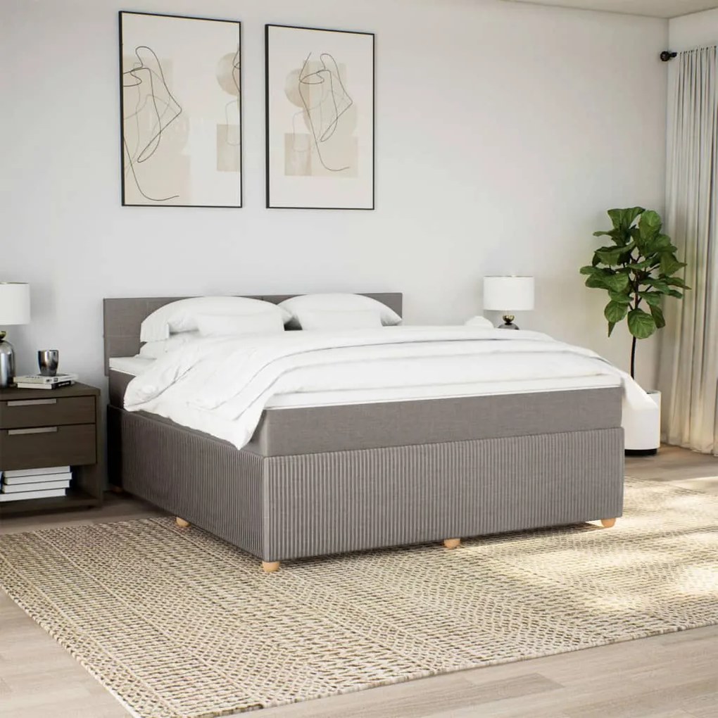 vidaXL Κρεβάτι Boxspring με Στρώμα Taupe 180x200 εκ. Υφασμάτινο