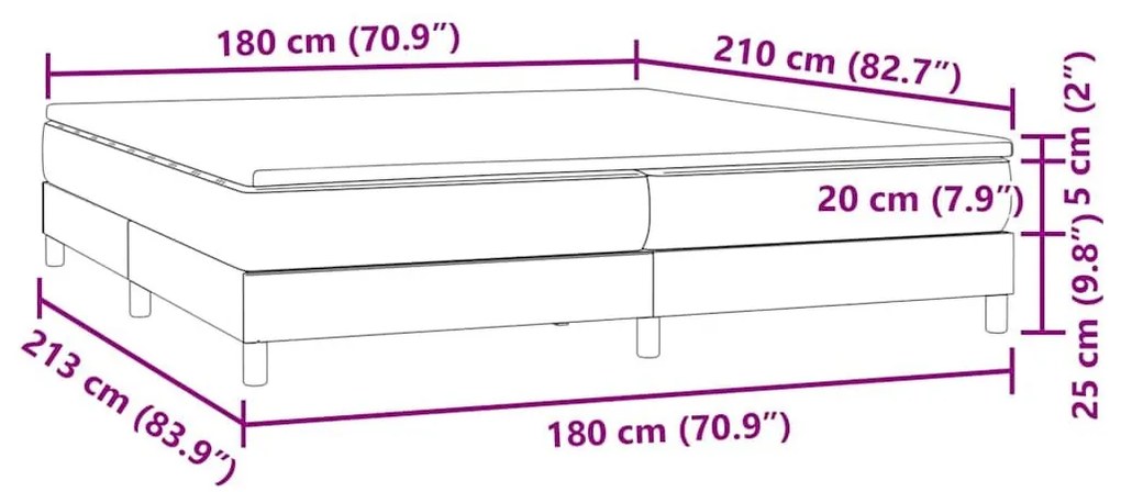 Κρεβάτι Boxspring με Στρώμα Σκούρο Μπλε 180x210 εκ. Βελούδινο - Μπλε