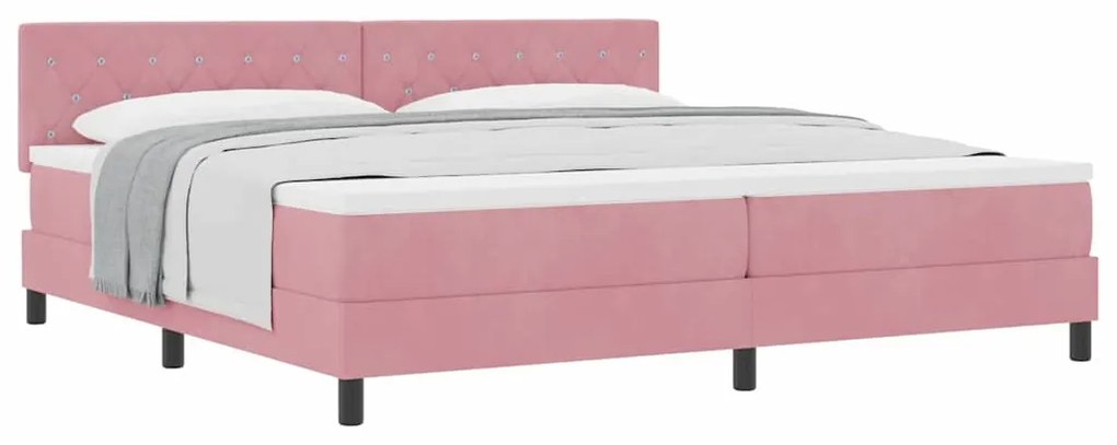 vidaXL Κρεβάτι με Ελατήρια και Στρώμα Ροζ 200 x 200 cm ύφασμα