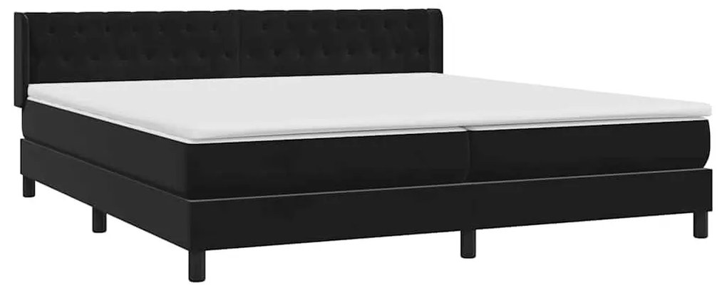 Κρεβάτι Boxspring με Στρώμα Μαύρο 180x210 εκ. Βελούδινο - Μαύρο