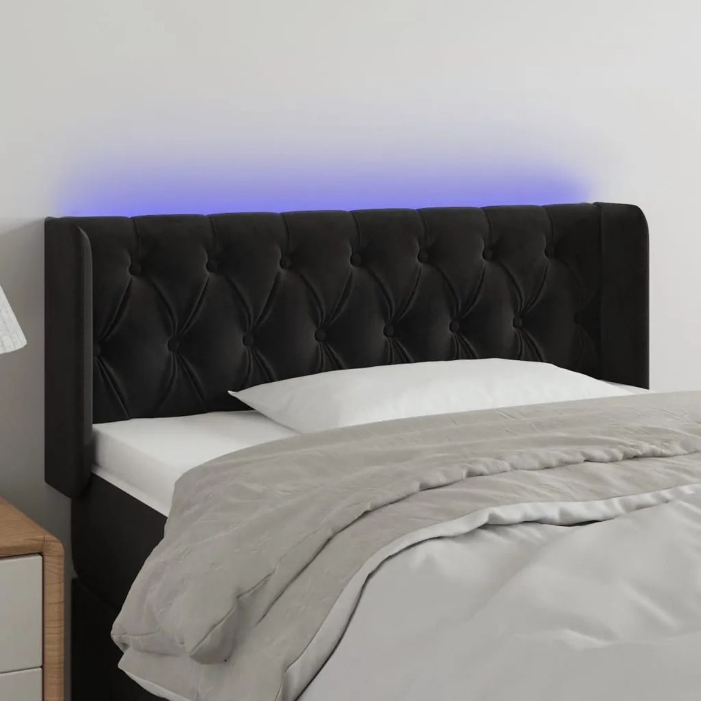Κεφαλάρι Κρεβατιού LED Μαύρο 93x16x78/88 εκ. Βελούδινο 3123610