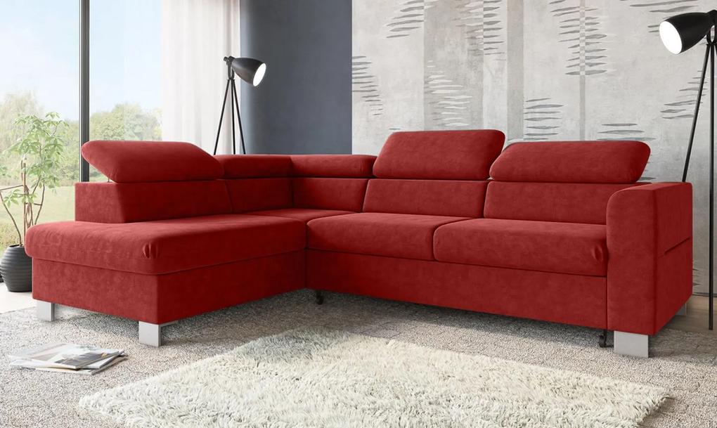 Γωνιακός Καναπές Κρεβάτι Bella Κόκκινο με αποθηκευτικό χώρο 255x193x95cm - Αριστερή Γωνία - TED4589