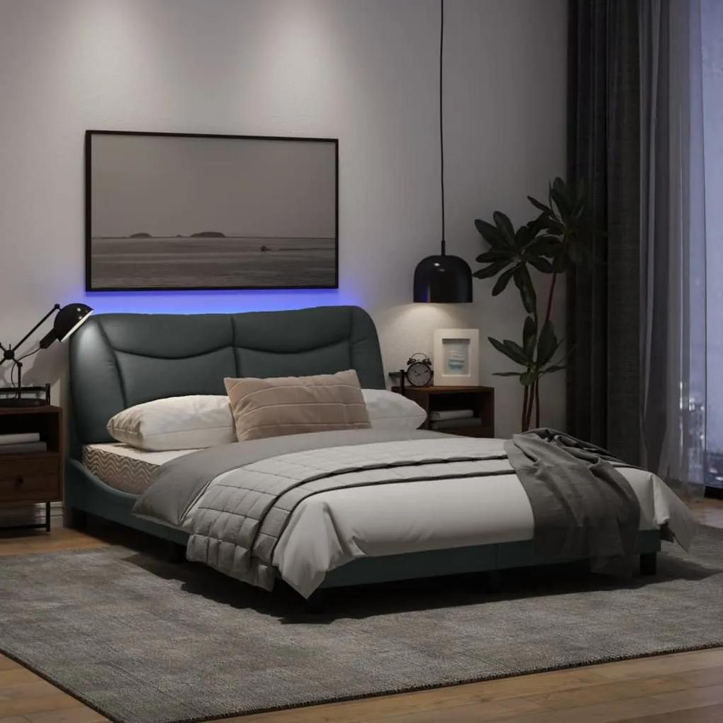 Πλαίσιο Κρεβατιού με LED Ανοιχτό Γκρι 140x190 εκ. Υφασμάτινο - Γκρι