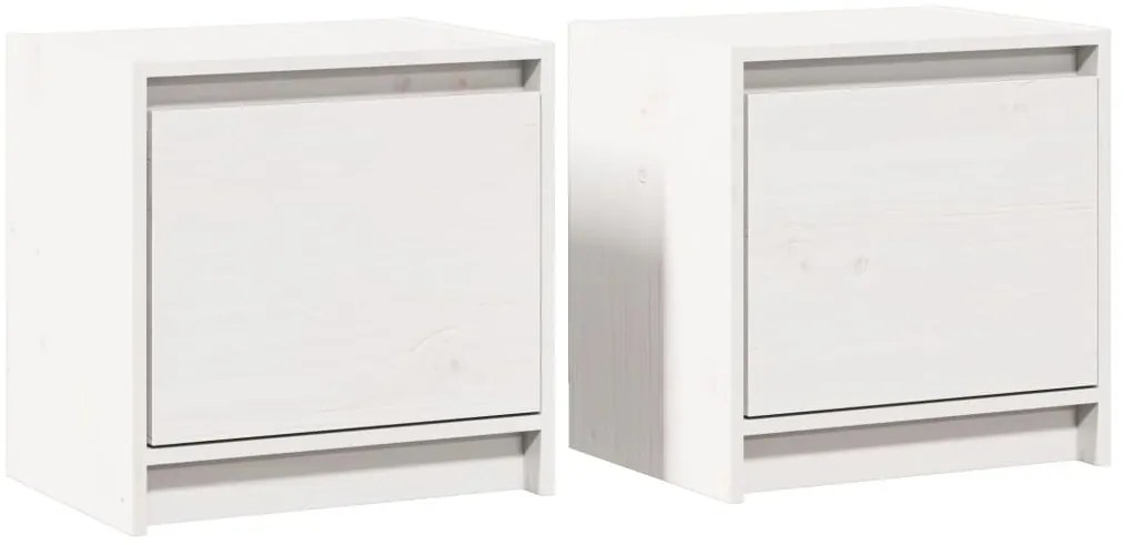 vidaXL Κομοδίνα 2 τεμ. Λευκά 40 x 30,5 x 40 εκ. από Μασίφ Ξύλο Πεύκου