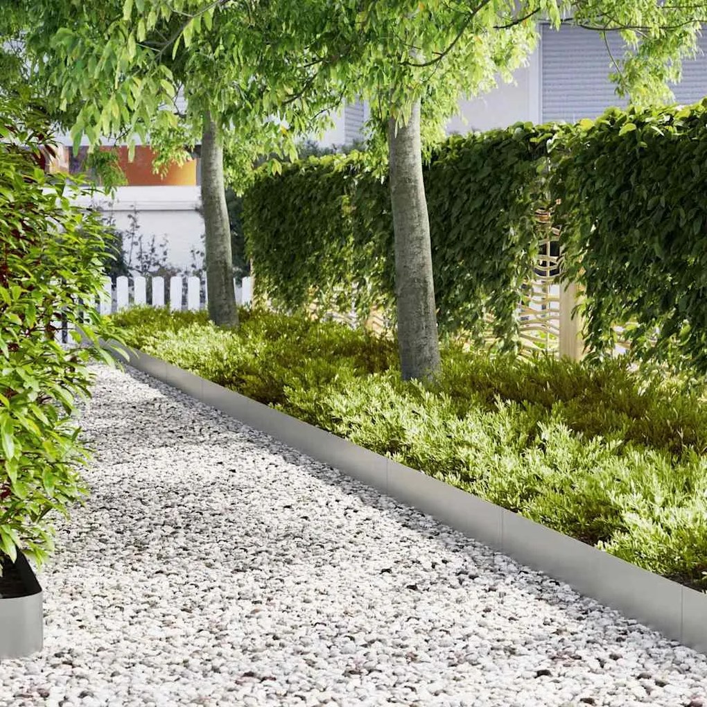 vidaXL Περίγραμμα γκαζόν 50 pcs Ασημί 100 x 0.05 x 20 εκ