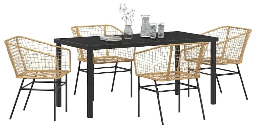 vidaXL Σέτ φαγητού για κήπο 5 pcs Καφέ συνθετικό ρατάν