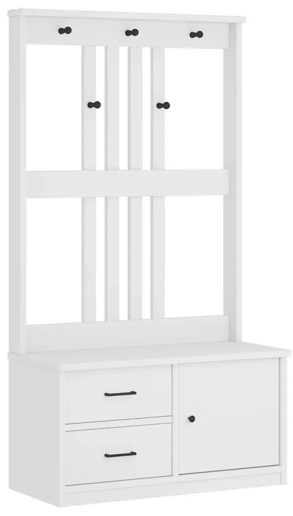 vidaXL Δέντρο χωλ SANDNES Λευκό 87x40x159,5 εκ. Πεύκο μασίφ ξύλο