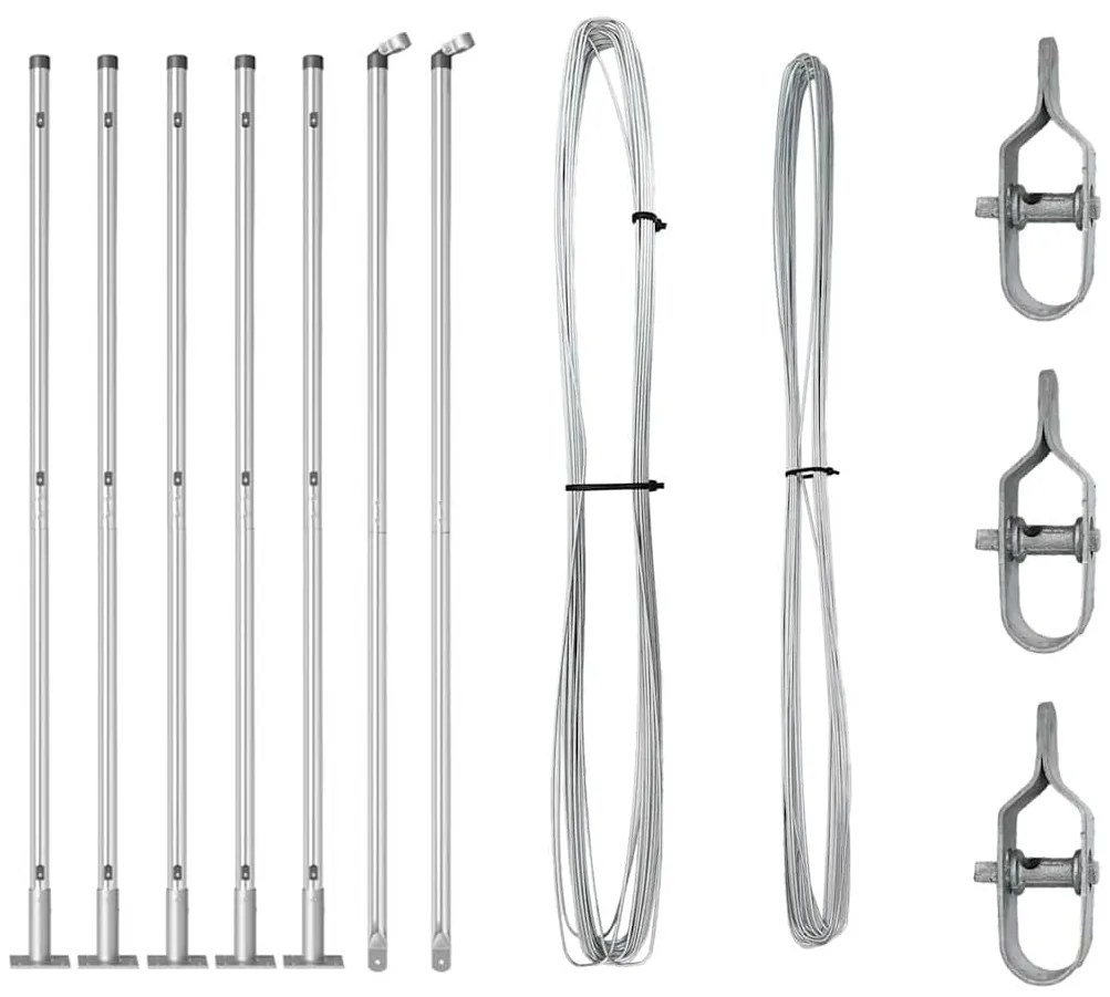 vidaXL Πό posts φράχτη 7 pcs Ασημί Ø32mm 150 εκ Γαλβανισμένος χάλυβας