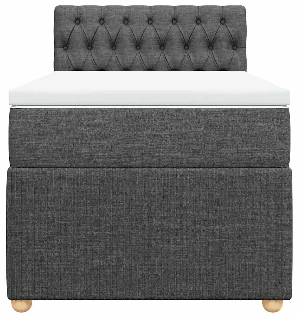 vidaXL Κρεβάτι Boxspring με Στρώμα Σκούρο Γκρι 100x200 εκ. Υφασμάτινο