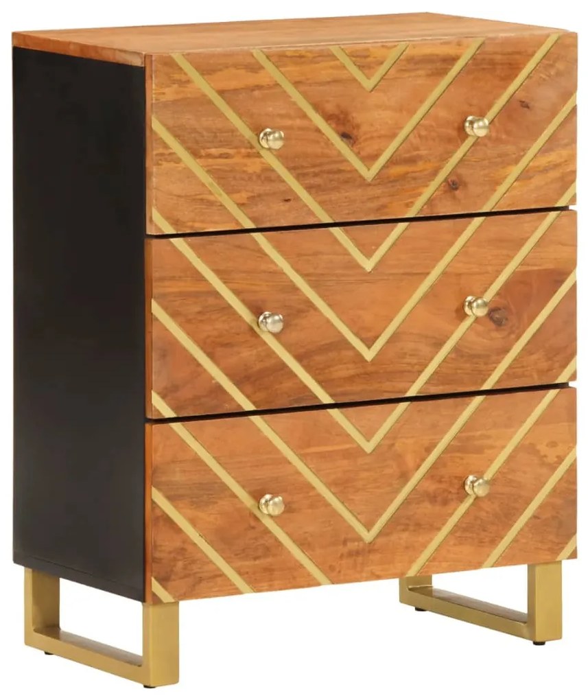 vidaXL Βοηθητικό Έπιπλο Καφέ/Μαύρο 60x33,5x75 εκ. Μασίφ Ξύλο Μάνγκο