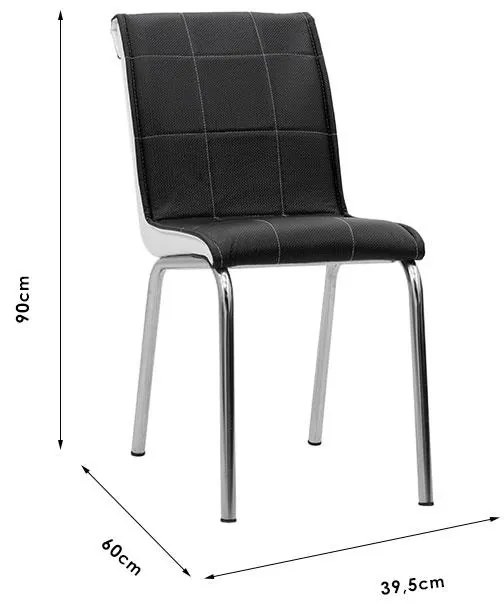 Καρέκλα Avante PU ασπρόμαυρη-πόδι χρωμίου 39.5x60x81.5 εκ.