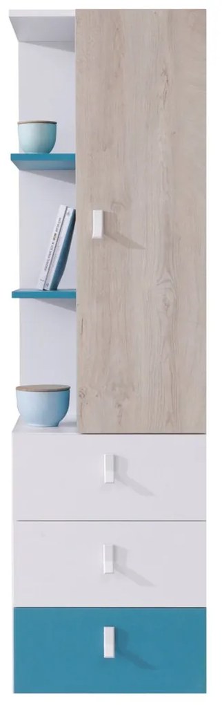 Βιβλιοθήκη Omaha H106, Με συρτάρια, Με πόρτες, Κλειστό, Πλαστικοποιημένη μοριοσανίδα, Ο αριθμός των θυρών: 1, Αριθμός συρταριών: 3, 160x45x40cm