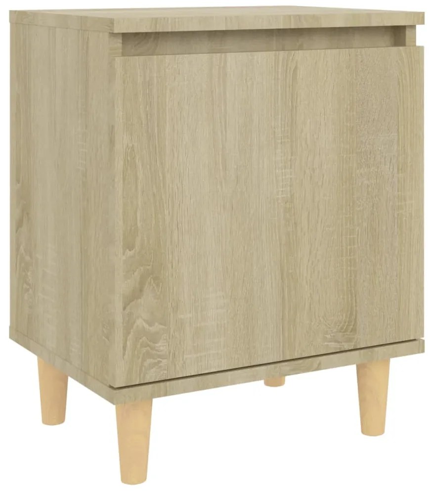 vidaXL Κομοδίνο Sonoma Δρυς 40 x 30 x 50 εκ. με Μασίφ Ξύλινα Πόδια