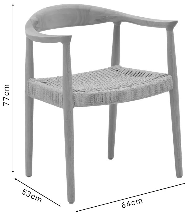 Πολυθρόνα Juvan pakoworld φυσικό rubberwood 64x53x77εκ