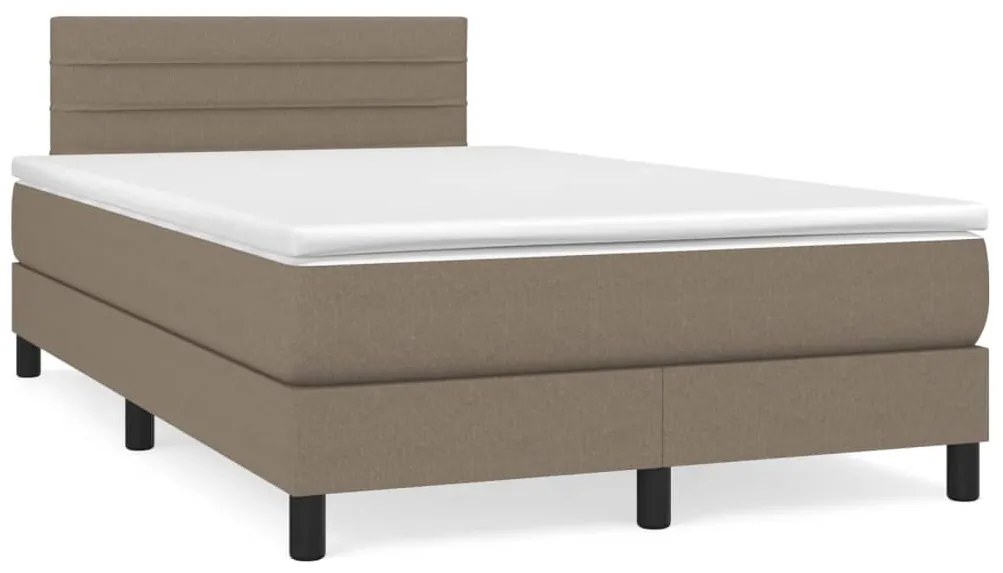 vidaXL Κρεβάτι Boxspring με Στρώμα &amp; LED Taupe 120x190 εκ. Υφασμάτινο