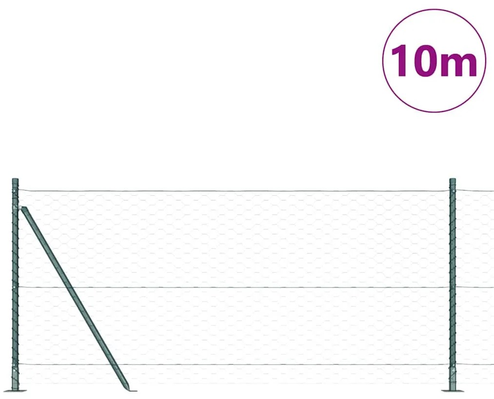 vidaXL Φράχτης με Στήλες. Πράσινο 0.8 x 10 m Ατσάλι με επικάλυψη PVC