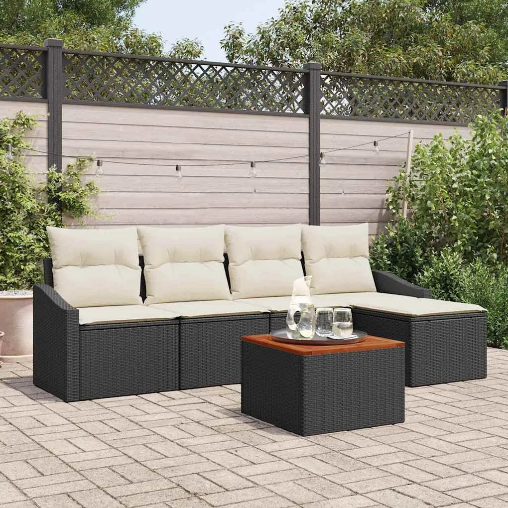 vidaXL Σετ Καναπέ Κήπου 6 pcs Μαύρος, λευκός