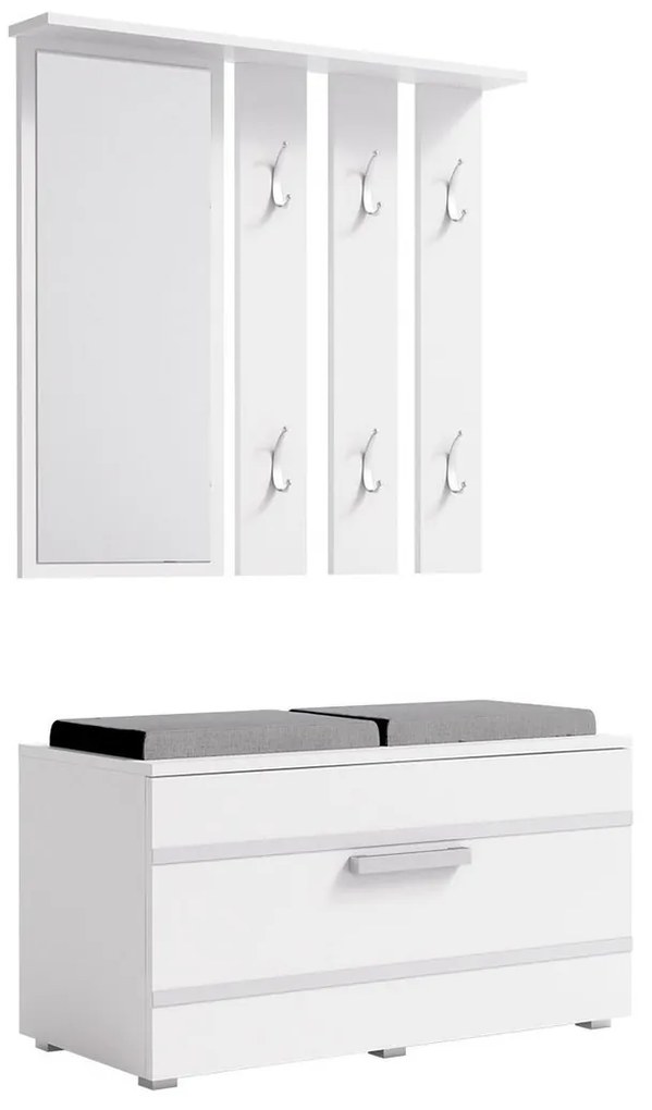 Σετ διαδρόμου Mandeville 103, 85x35cm, 31 kg, Καθρέφτης, Άσπρο, Πλαστικοποιημένη μοριοσανίδα, Τοίχου, Εντοιχισμένη | Epipla1.gr