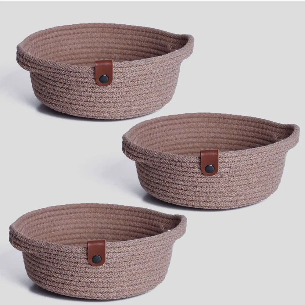 Καλάθια Αποθήκευσης (Σετ 3Τμχ) 171JTR1251 25x25x10cm Beige Aberto Design Cotton