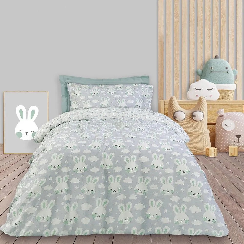 Σεντόνια Παιδικά 4823 (Σετ 3τμχ) Grey-Green Das Kids Μονό 170x260cm 100% Βαμβάκι